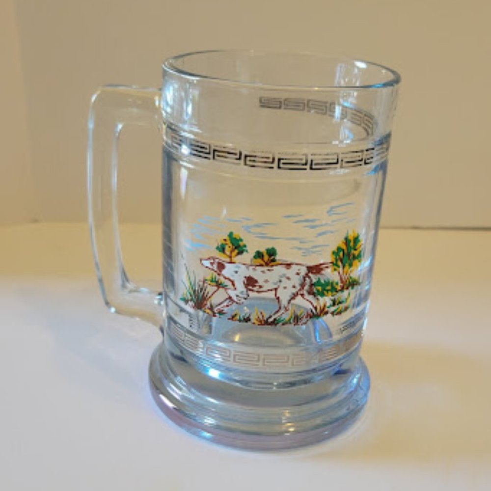 Vintage Princess House Crystal Mug "Hunting Dog" Sportsman Theme Barware